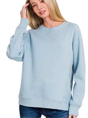 NWOT Zenana Round Neck Fleece Lined Raglan Sweatshirt Size M